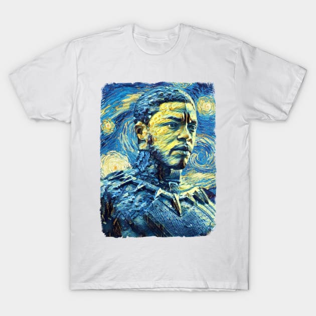 Black Panther Van Gogh Style T-Shirt by todos